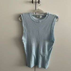 Free People - We the Free Oversized Light Blue Ribbed Tank Top EUC
